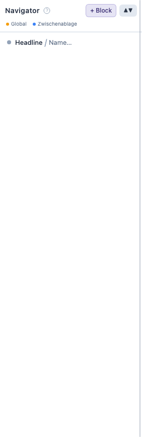 Navigator showing the new headline block